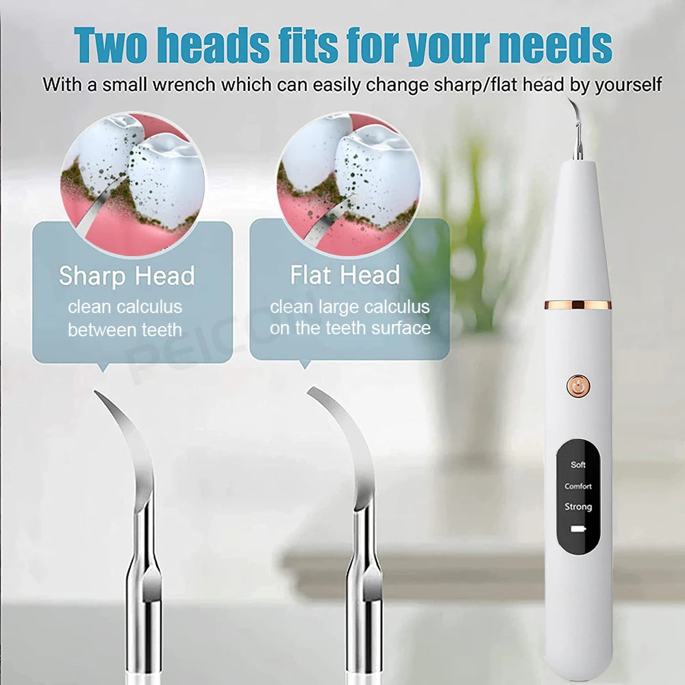 Ultrasonic Dental Scaler For Teeth Tartar Stain Tooth Calculus Remover Electric Sonic Teeth Plaque Cleaner Dental Stone Removal 
