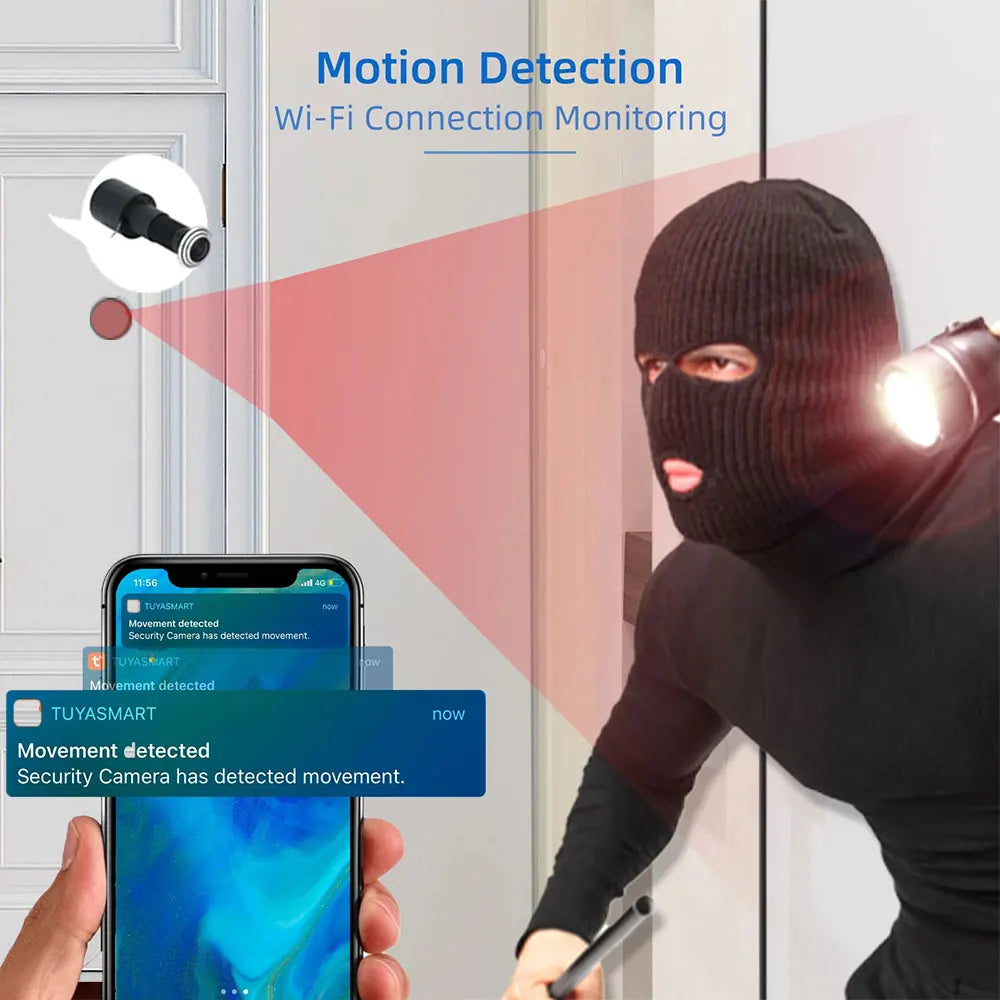 14mm Door Camera Tuya Video Peephole 2.4G / 5G Wifi Camera Mini Motion Detection Door Viewer Video Eye ONVIF RTSP Home Security