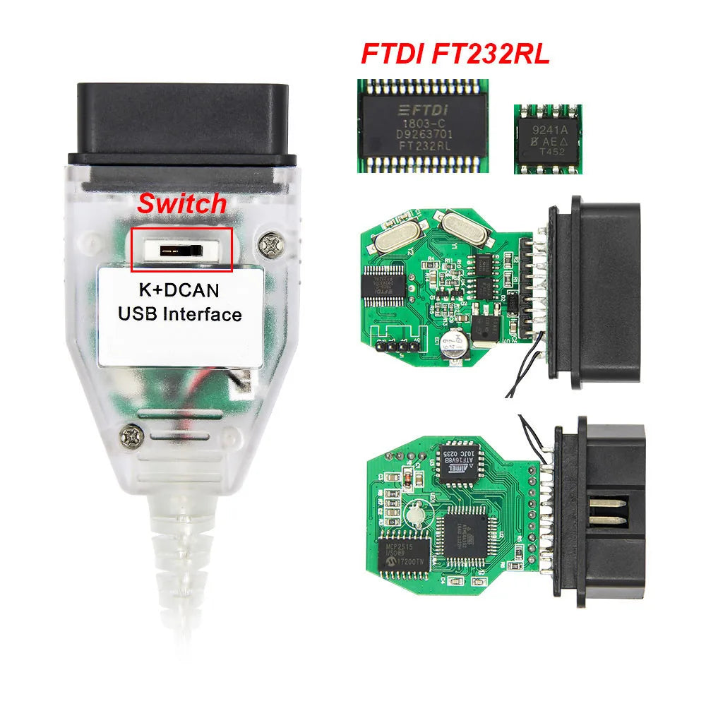 Cablu de diagnostic USB K+DCAN cu întrerupător