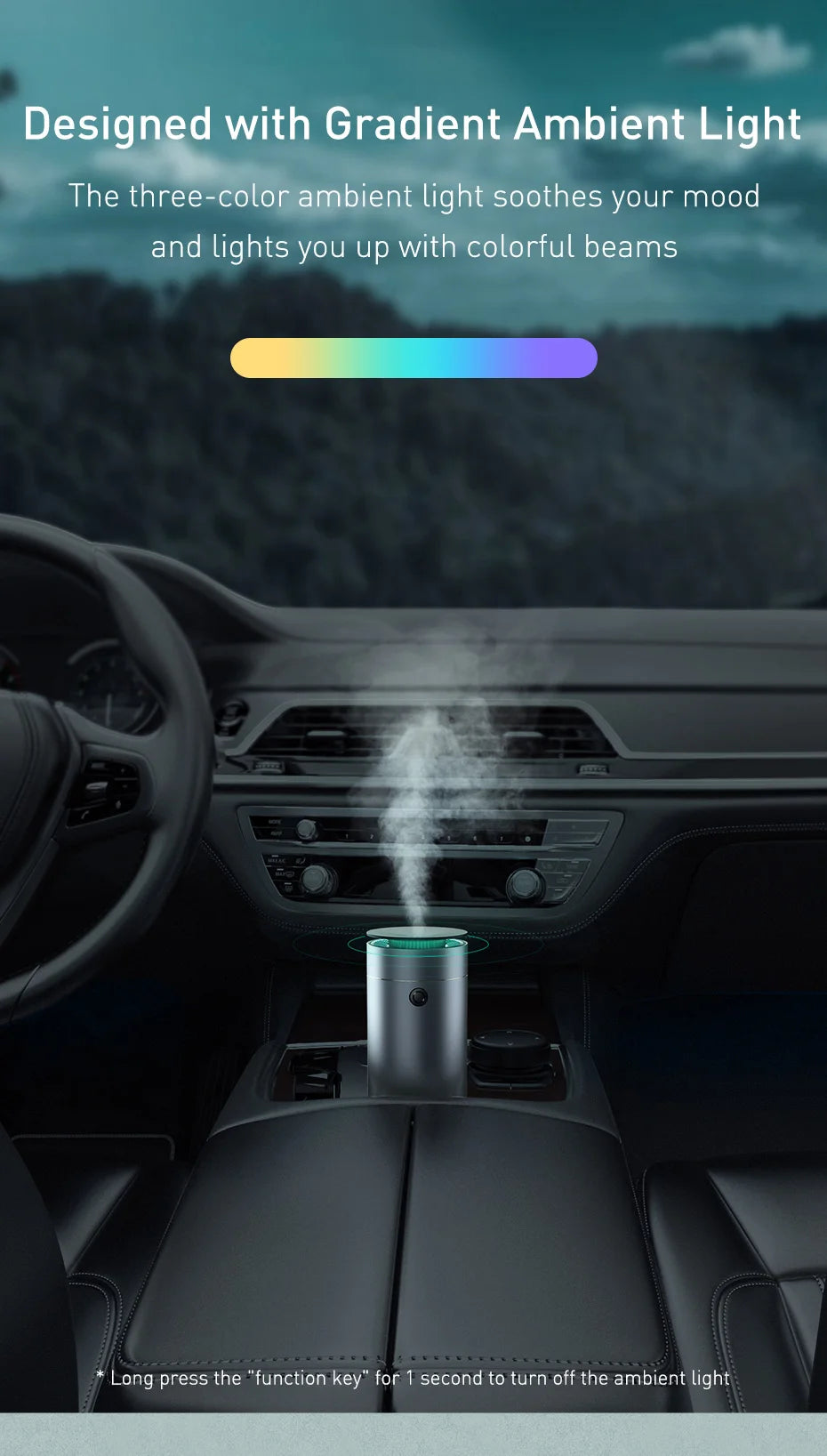 Baseus Car Diffuser Humidifier Auto Air Purifier Aromo Air Freshener with LED Light For Car Aroma Aromatherapy Diffuser 