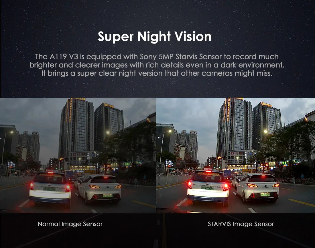 VIOFO A119 V3 2K Quad HD Dash Cam with Night Vision & Parking Mode