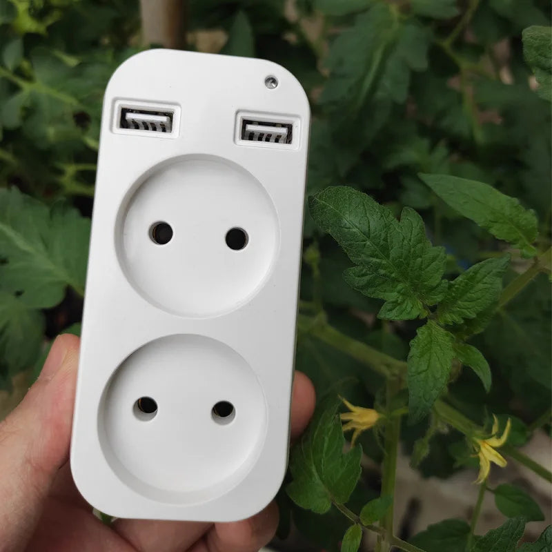Adattatore prese/strip a muro EU 2023 con ciabatta elettrica a doppia presa portatile, 2 porte USB per telefoni cellulari, 1200W 250V, per smartphone e tablet