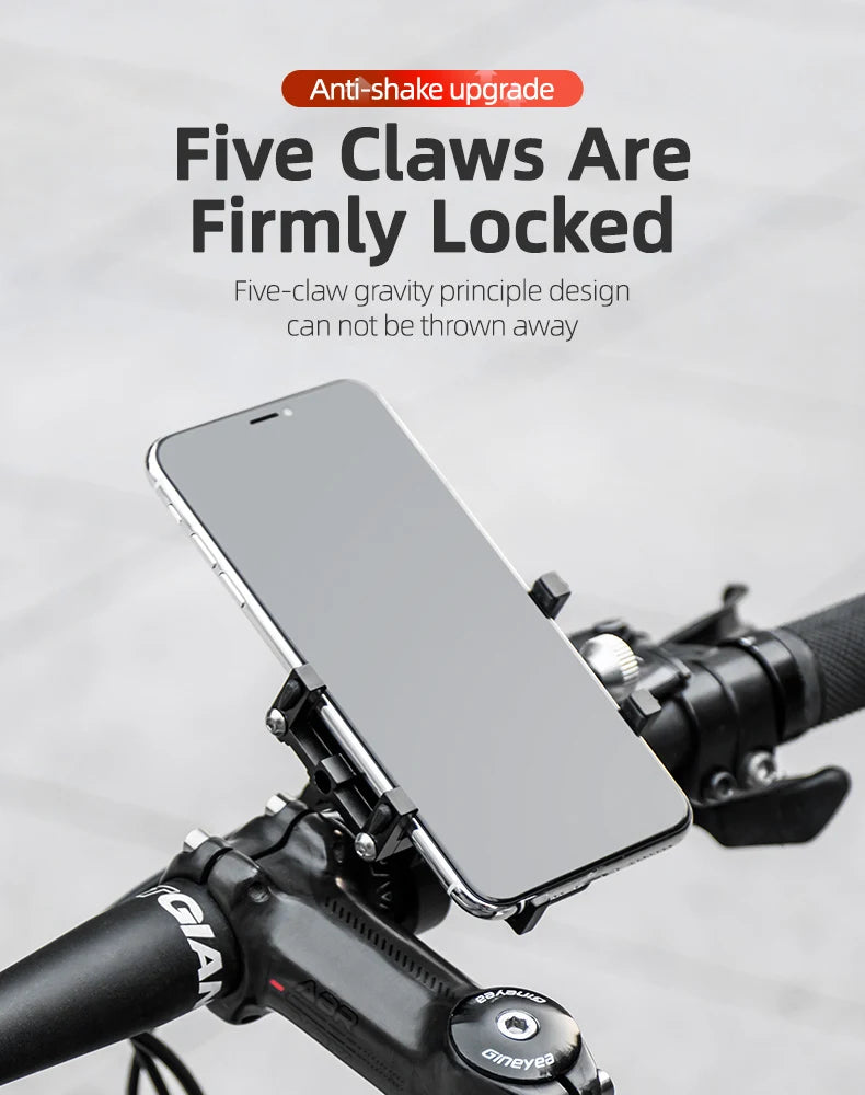 Aluminum Motorcycle Phone Mount with Secure 5-Claw Grip