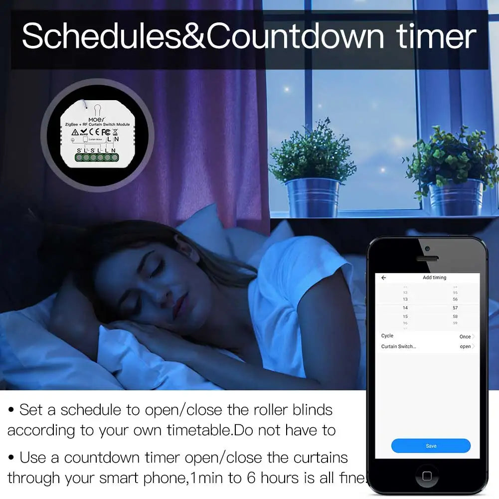 MOES ZigBee 3.0 Smart Curtain Switch Module Motorized Roller Shutter Blinds Motor Tuya Smart Life Alexa Echo Google Home