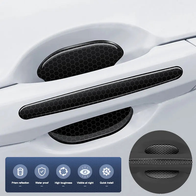 SEAMETAL Car Sticker Door Handle Protective Film with Reflective Trim Sticker Door Bowl Protector Anti-Scratch Protection Guard