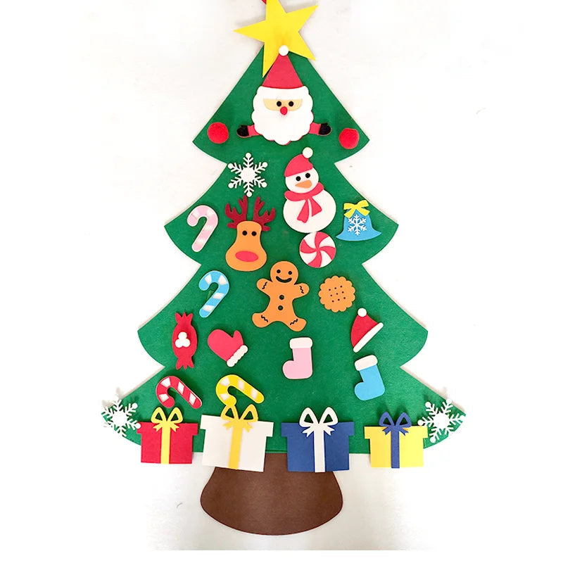 DIY Felt Christmas Tree Christmas Decoration for Home Navidad 2022 New Year Christmas Ornaments Santa Claus Xmas Kids Gifts 