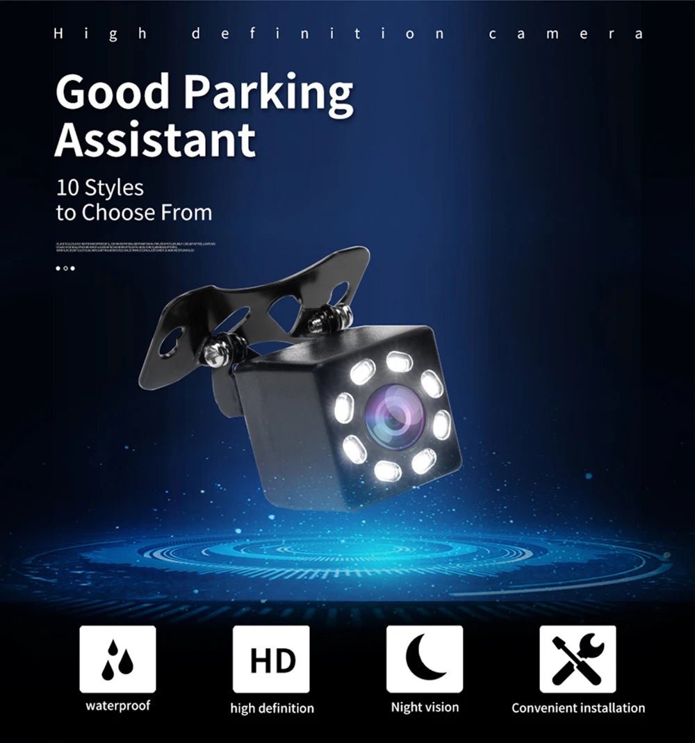 Hippcron Achteruitkijkcamera voor Auto met 8-LED Nachtzicht