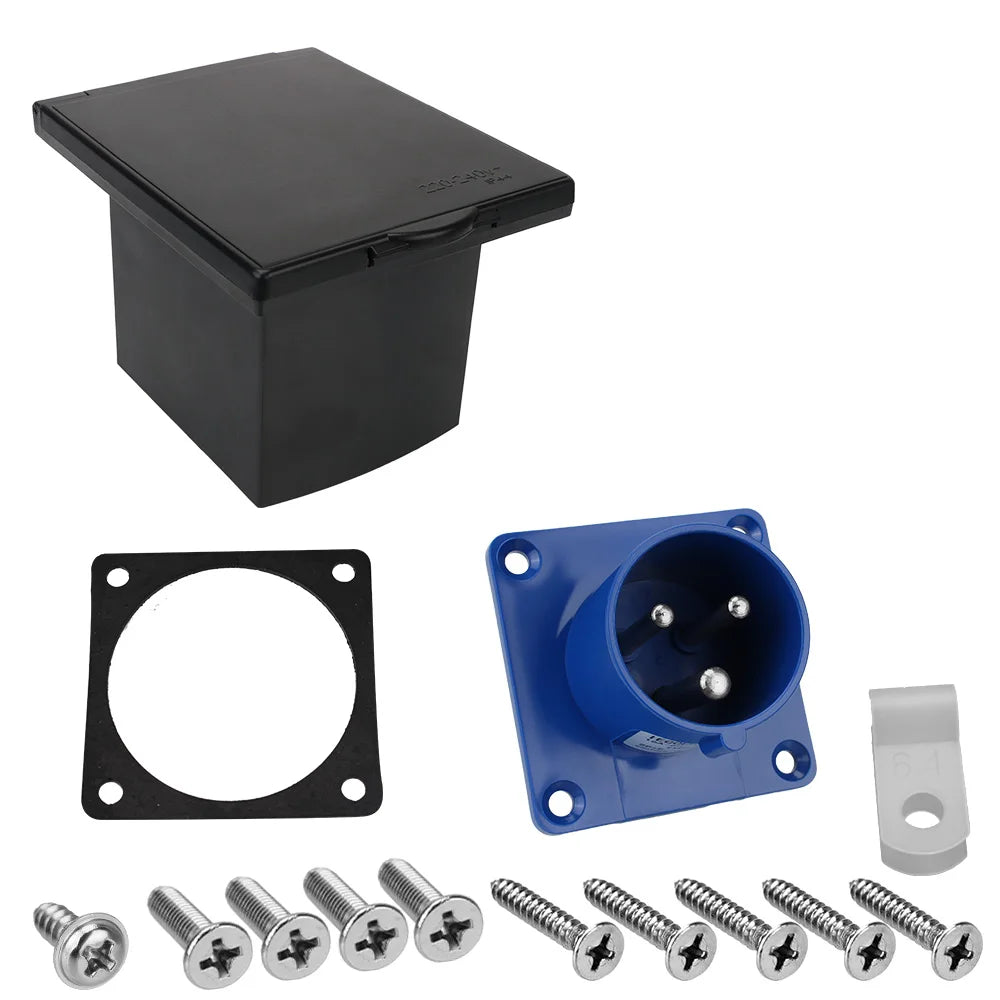 Caravan Accessories Plug Socket With Cover Waterproof Kit 220-240V 16A Charger Flush Hook Up Tools For RV Camper Marine Boat