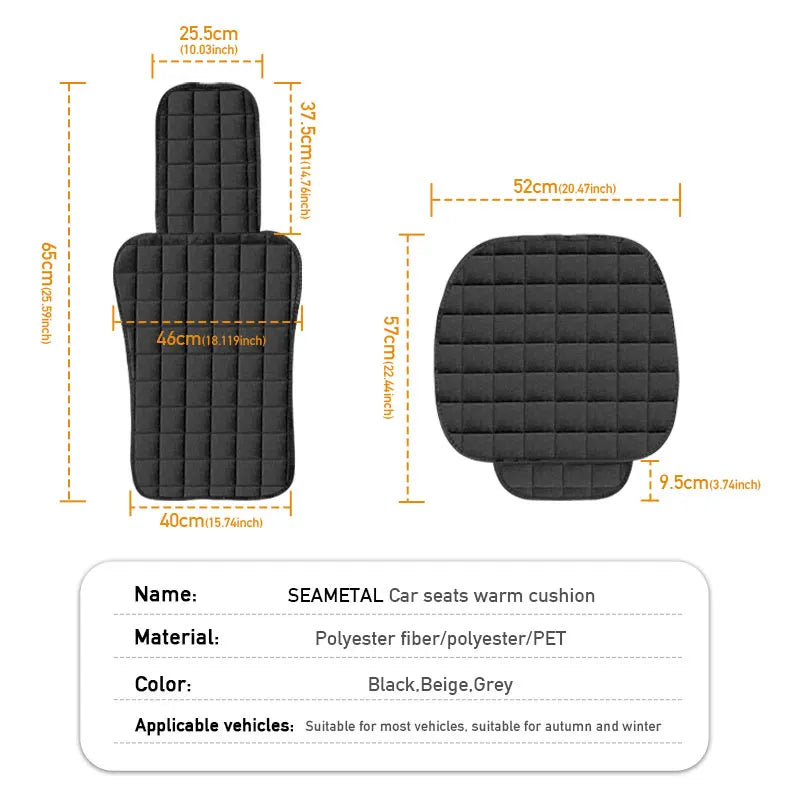 SEAMETAL Plush Car Seat Cover Soft Vehicle Seat Cushion with Backrest Pad Anti Scratch Chair Protector Universal for Sedan Suv
