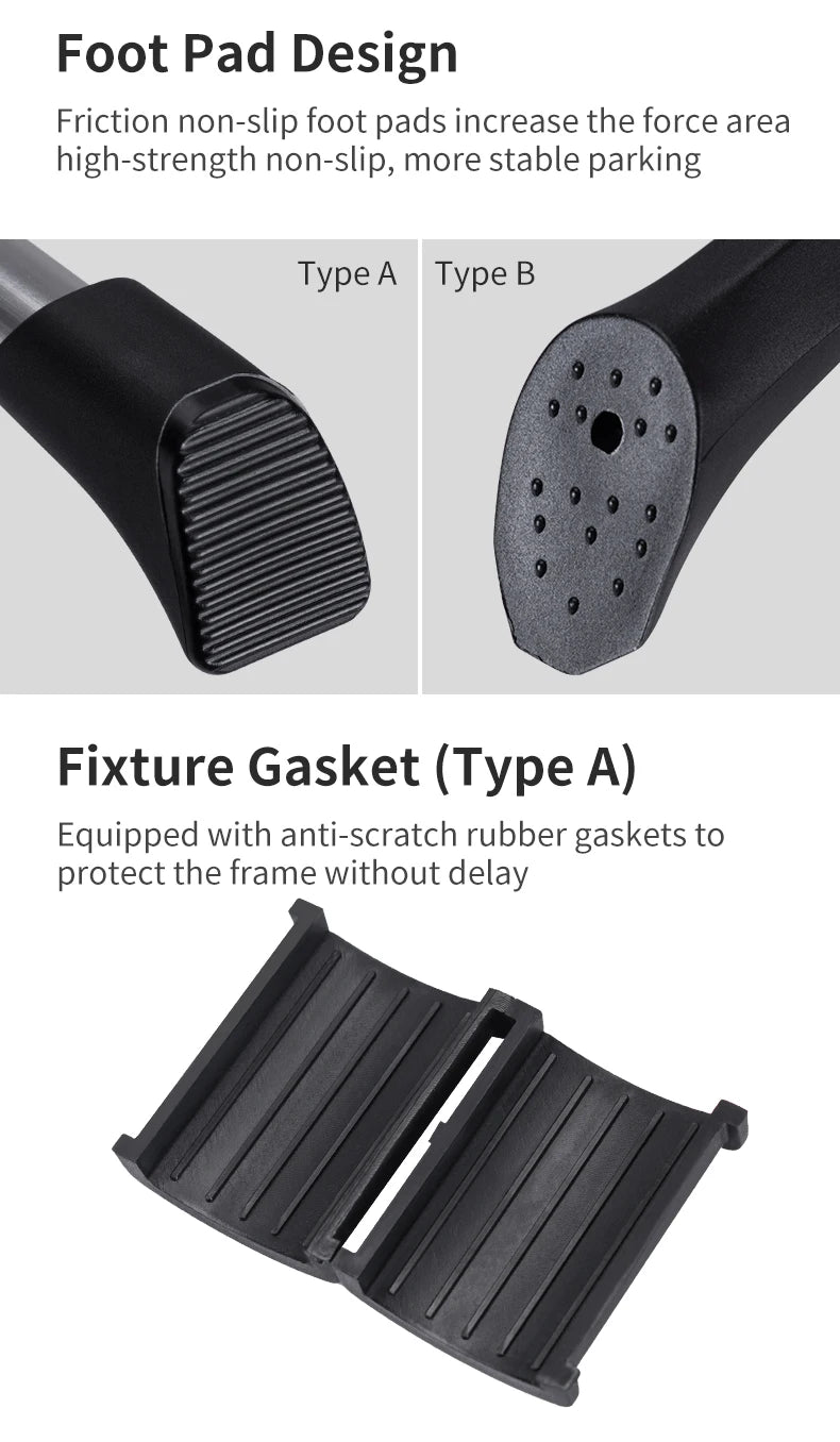Adjustable Bicycle Kickstand with Stable Anti-Slip Foot Support