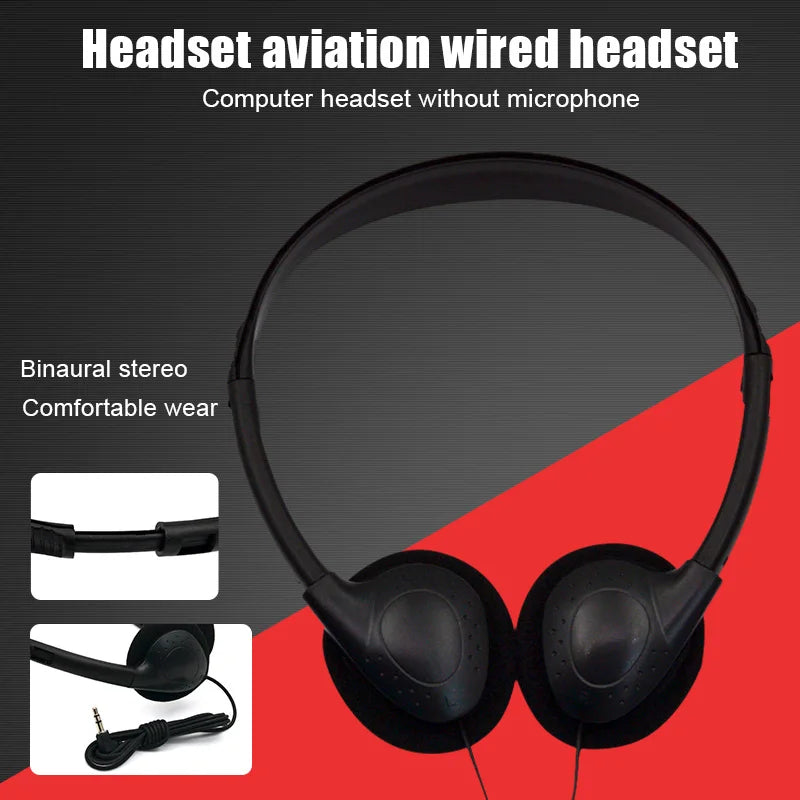 Wired Head-Mounted Headphones with 3.5 mm Plug, No Microphone