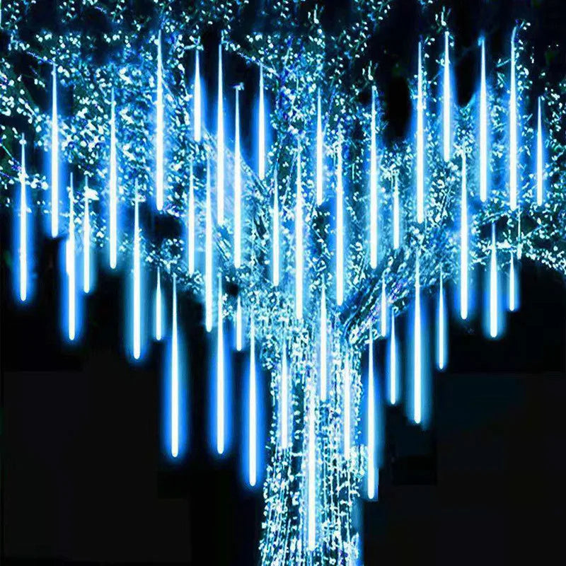 8 Tubes Meteor Shower Rain Led String Lights Street Garlands Christmas Tree Decorations for Outdoor New Year Fairy Garden Lights 