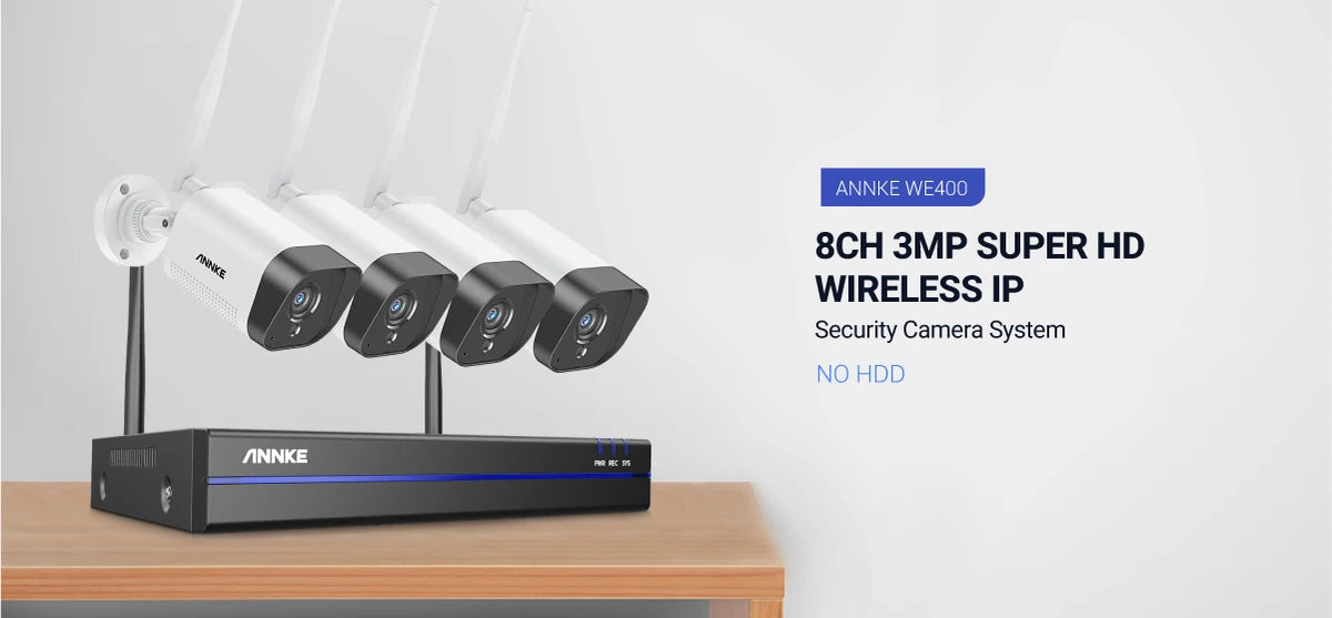 ANNKE Sistem de supraveghere video cu WiFi cu NVR 5MP, camere IP 3MP, înregistrare audio, camere de securitate, AI Detection, CCTV kit