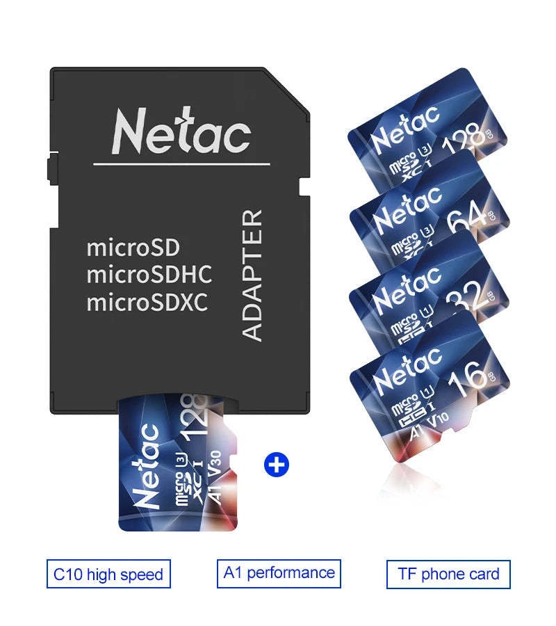 Netac Micro SD Card 512GB 256GB 64GB 32GB 16GB Memory Card SD Card 128GB C10 UHS 1 U3 V30 V10 Flash Card Memory MicroSD TF Card