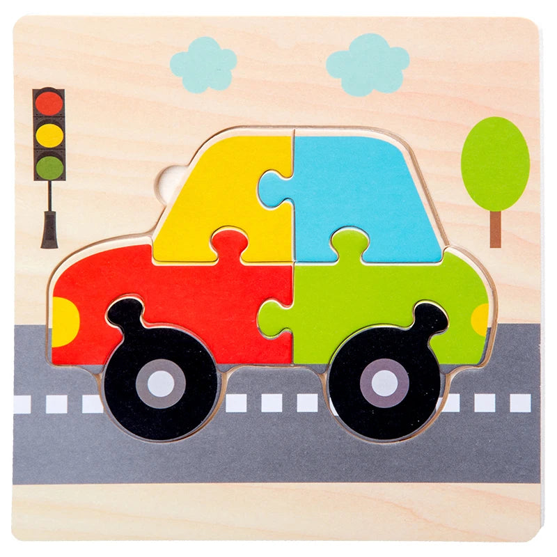 Baby Wooden 3D Puzzles Tangram Shapes Learning Educational Cartoon Animal Intelligence Jigsaw Toys For Children Gift 