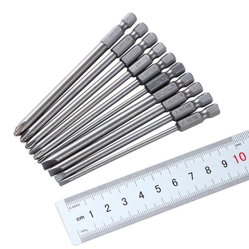 Ten-Piece 100mm Magnetic Slotted and Phillips Bit Set
