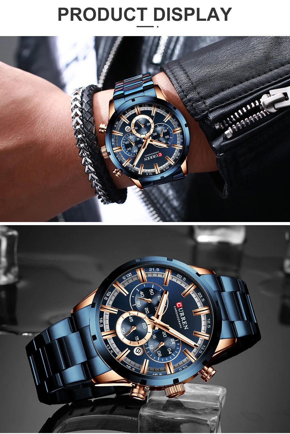 CURREN Men Watch Top Brand Luxury Sports Quartz Mens Watches Full Steel Waterproof Chronograph Wristwatch Men Relogio Masculino 