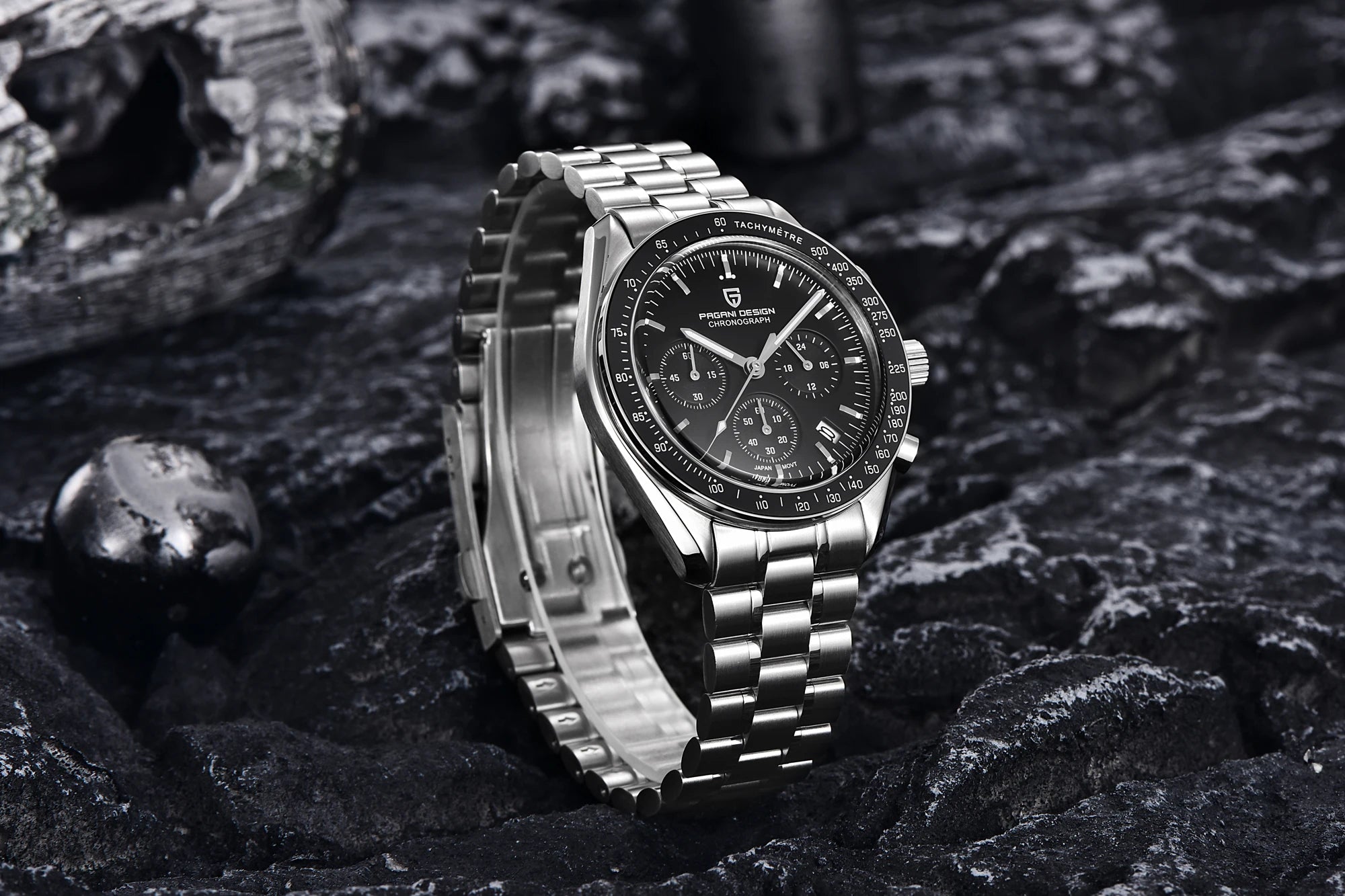 Ρολόι Pagani Design PD1701 Moonwatch Χρονογράφος με Ζαφείρι και Ατσάλινο Κάσα