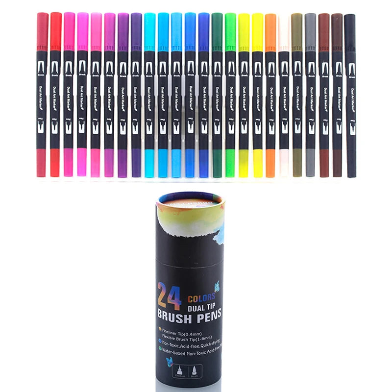 Watercolor Art Markers Brush Pen Dual Tip Fineliner Drawing for Calligraphy Painting 12/48/60/72/100/132 Colors Set Art Supplies 
