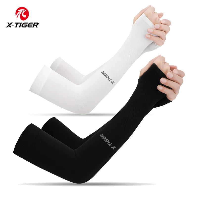 X-TIGER Cycling Arm Sleeves Ice Fabric  Anti-UV Sunscreen Running Cycling Sleeve Outdoor Sport Cycling Arm Warmers Men Women 