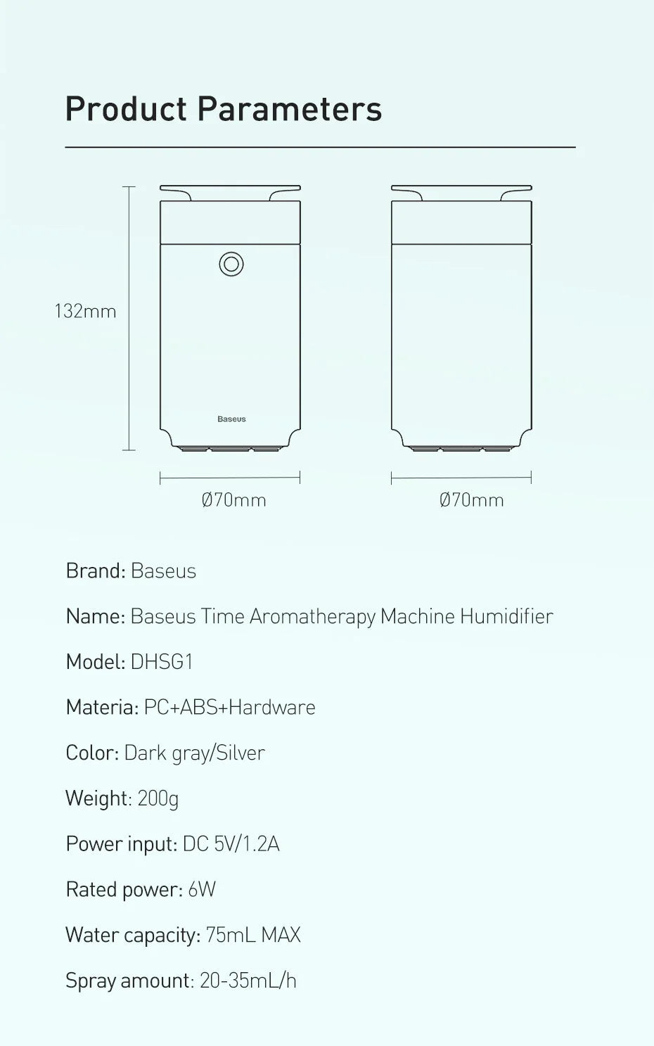 Baseus Car Diffuser Humidifier Auto Air Purifier Aromo Air Freshener with LED Light For Car Aroma Aromatherapy Diffuser 