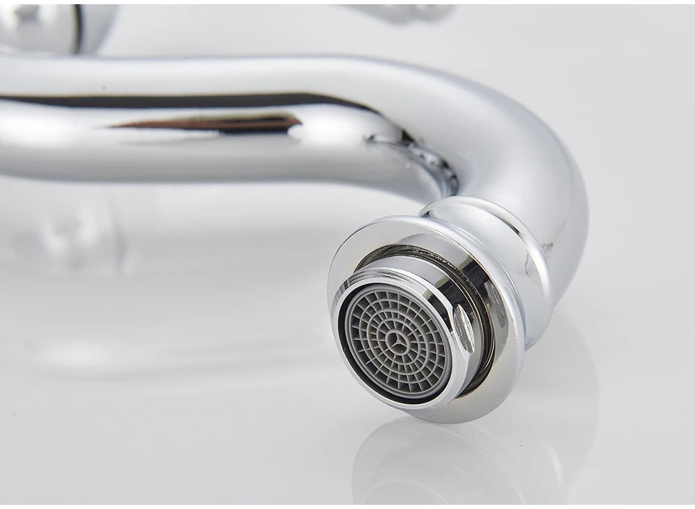 POIQIHY Antique Brass Basin Vessel Sink Faucet Deck Mounted One Hole Cold Hot Water Cold Hot Mixer Tap Bathroom Faucet  1 Hole 