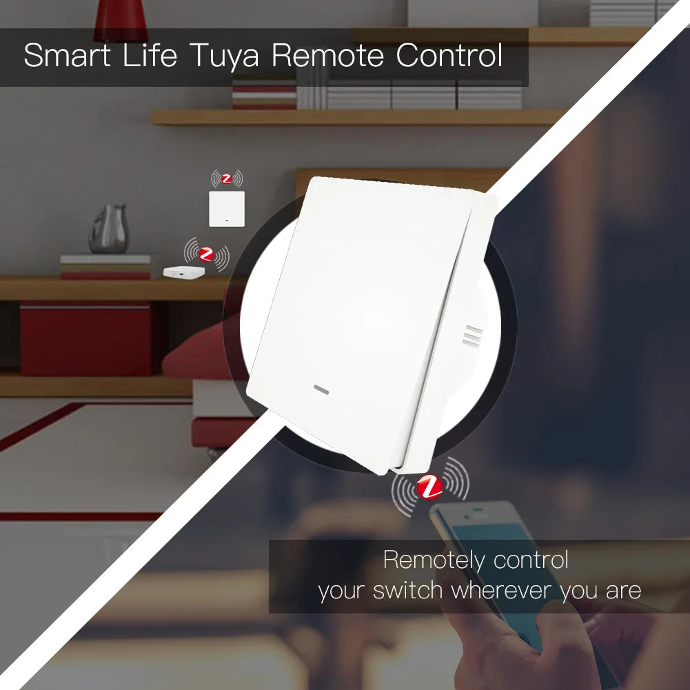 MOES Tuya ZigBee Smart Light Switch No Neutral Wire No Capacitor Needed Smart Life 2/3 Way Works with Alexa Google Home 2mqtt
