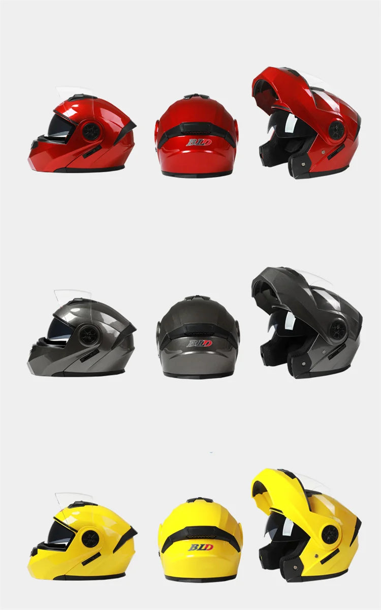 BLD Modular Dual Lens Motorcycle Helmet Safety Downhill Flip Up Helmets Professional Motocross Racing Full Face Casco Moto