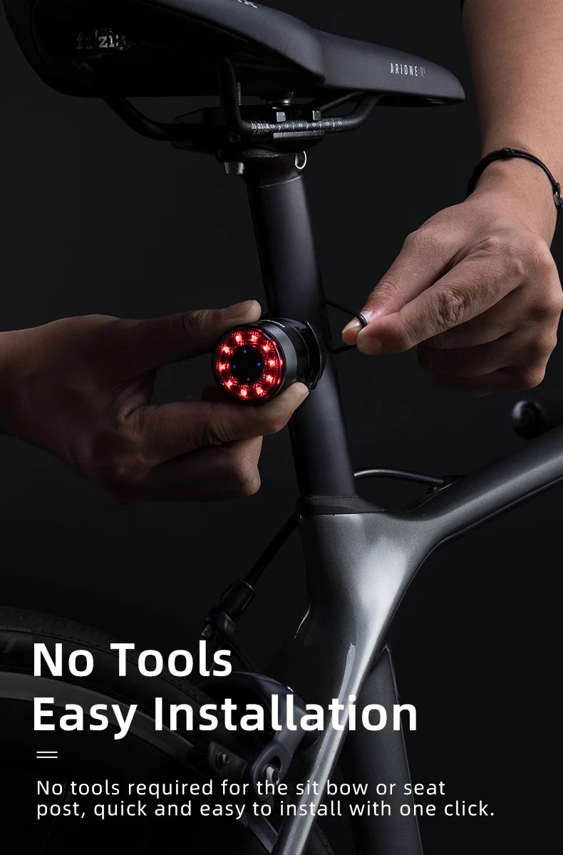 USB nabíjateľné zadné svetlo na bicykel s inteligentným snímaním a vodotesnosťou IPX6