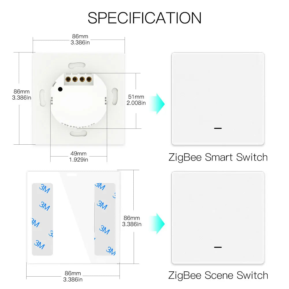 MOES Tuya ZigBee Light Switch with Transmitter Kit No Neutral Wire No Capacitor Required works with Alexa Google Home Smart Life