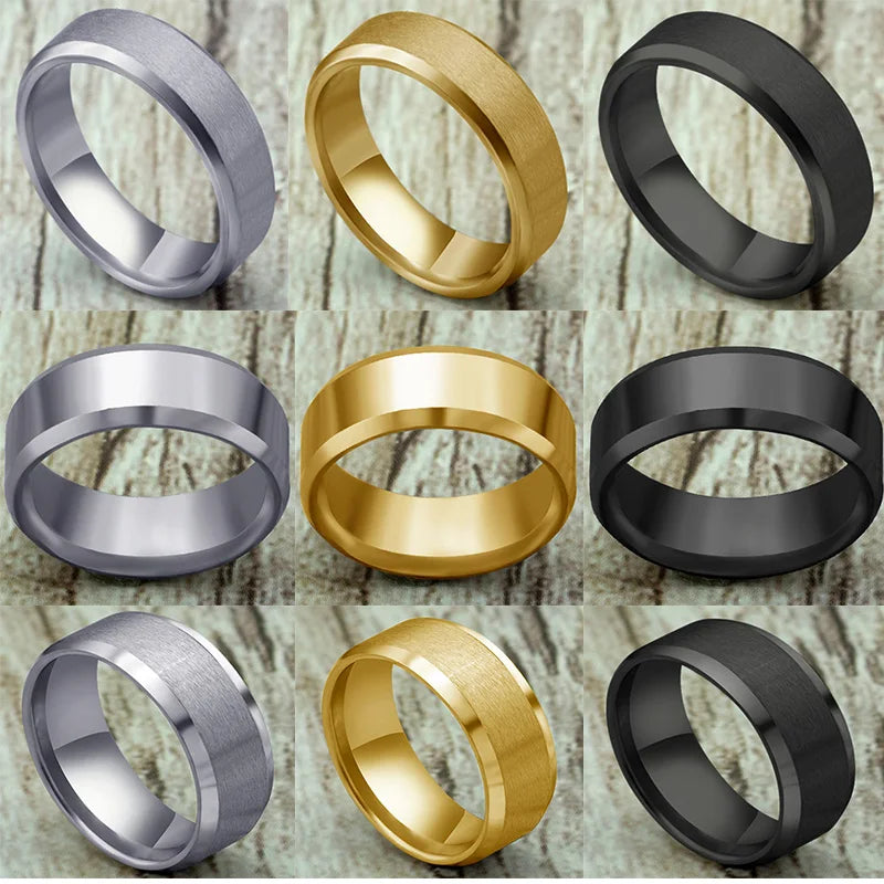 Men's Titanium Steel Ring – Classic Black Wedding Band