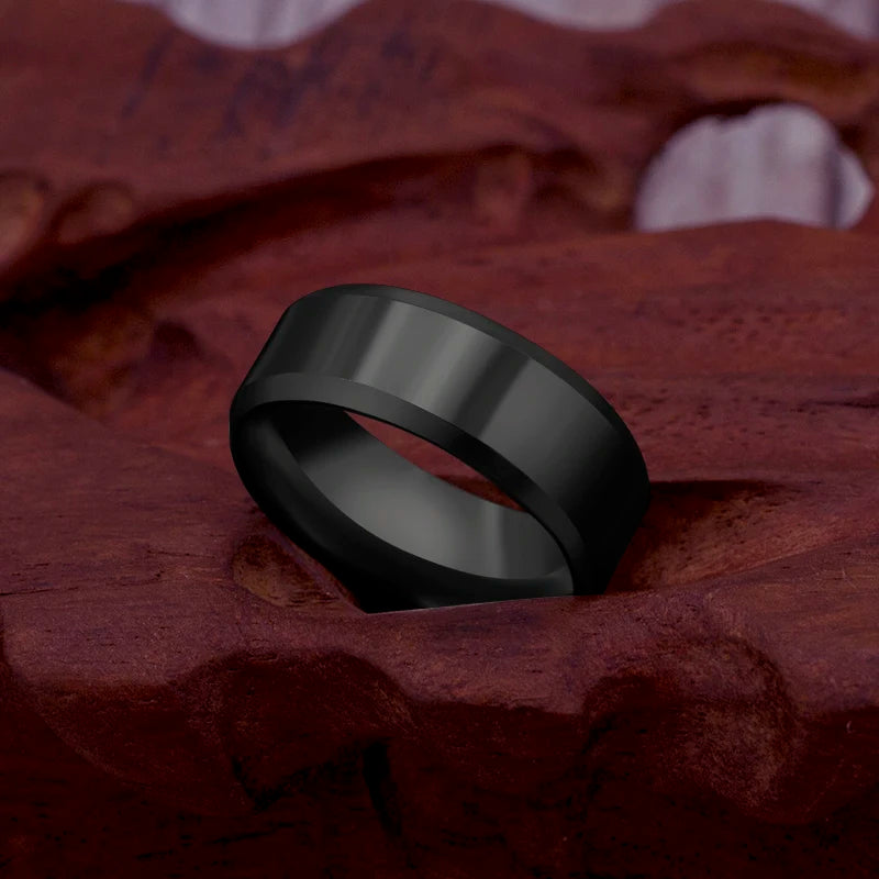 Men's Titanium Steel Ring – Classic Black Wedding Band