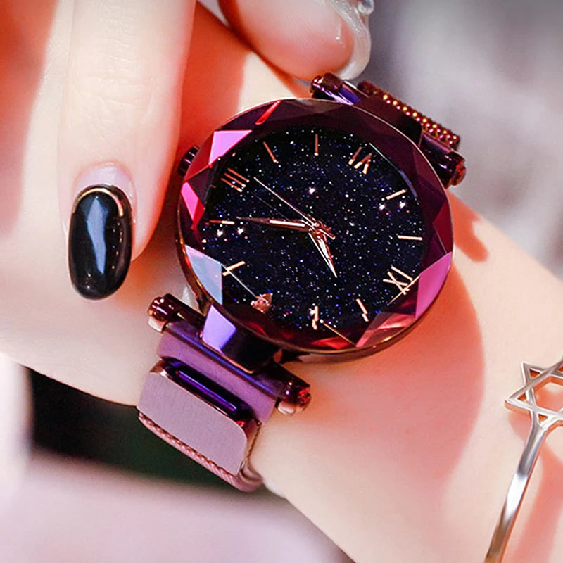 Reloj Mujer Luxury Starry Sky Women Watches Magnetic Mesh Belt Band Watch Women's Fashion Dress Wristwatch Zegarek Damski 