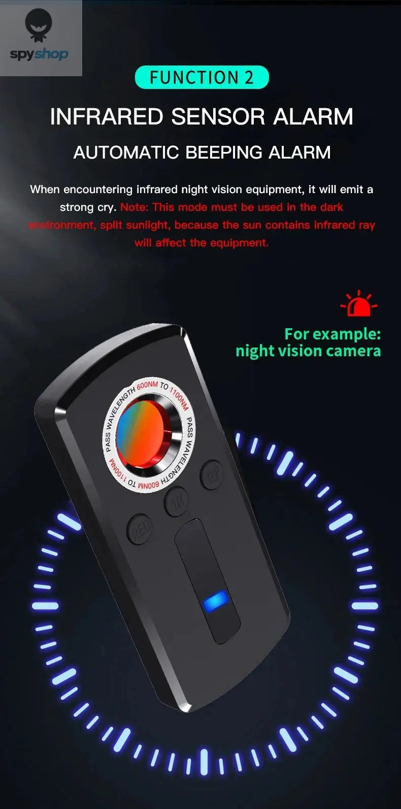 Hidden Camera Detector Anti Spy Gadget Anti-Spy RF Detector Car GPS Camera Finder for Privacy Protection  Wireless Signal Mini Spy-shop.com