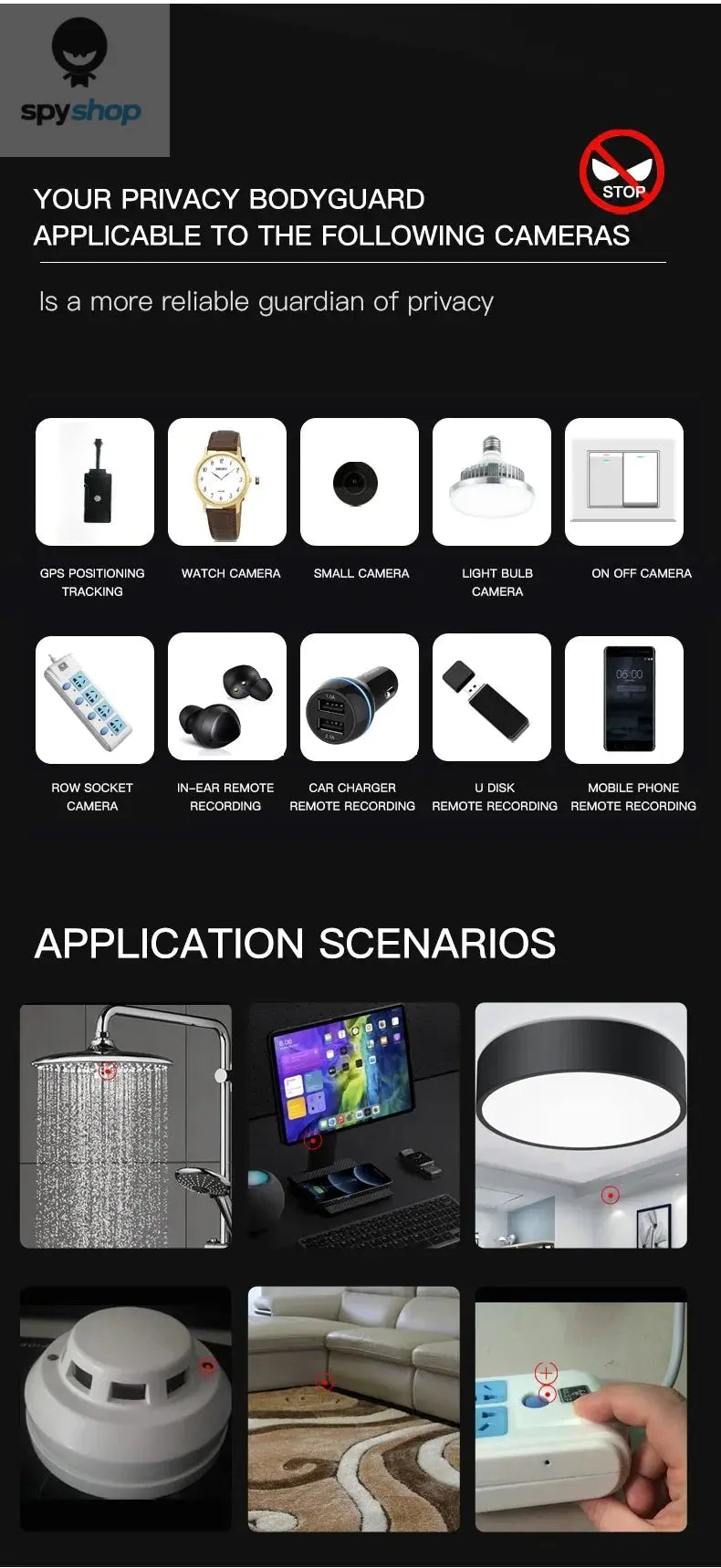 Hidden Camera Detector Anti Spy Gadget Anti-Spy RF Detector Car GPS Camera Finder for Privacy Protection  Wireless Signal Mini Spy-shop.com