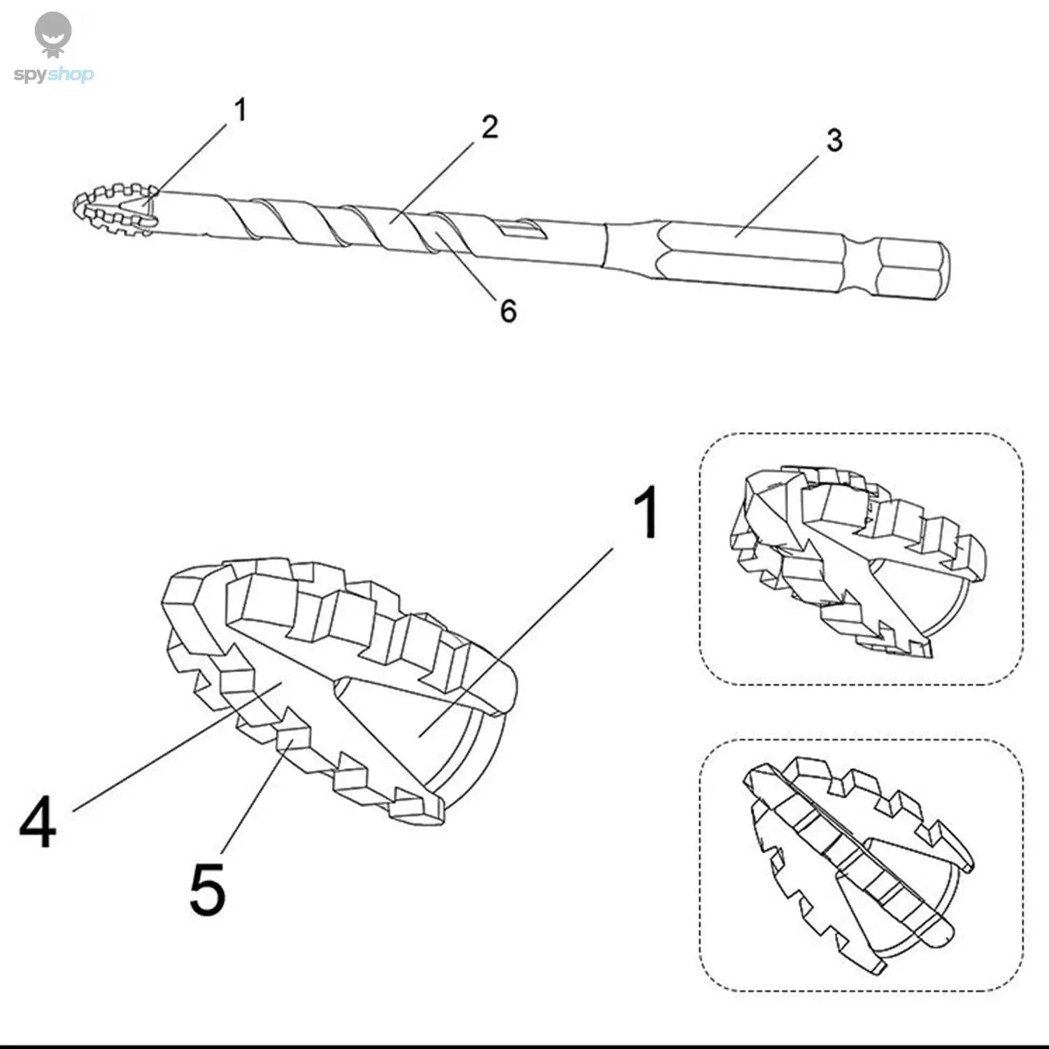 High-Four-edged serrated eccentric drill for dry drilling of ceramic tiles, glass, marble, concrete, stainless steel drill bits Spy-shop.com