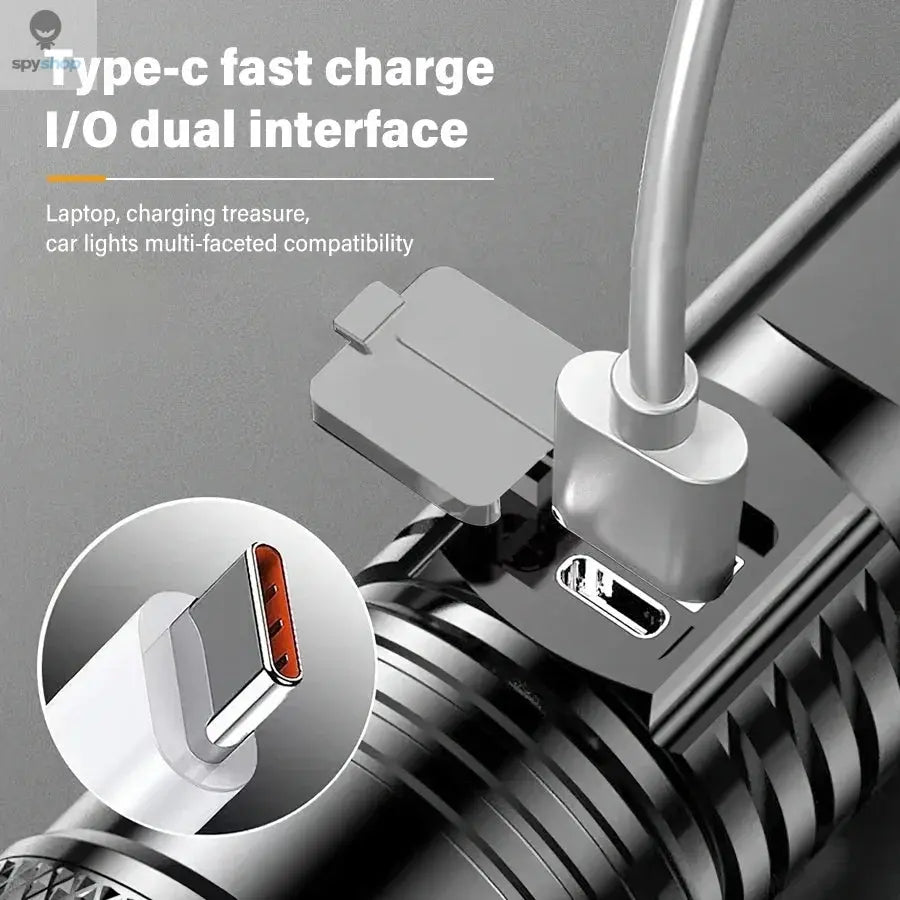 High Strong Power Led Flashlights 2000LM Tactical Torch with Display Light USB Charging Camping Fishing Emergency Zoom Lantern Spy-shop.com