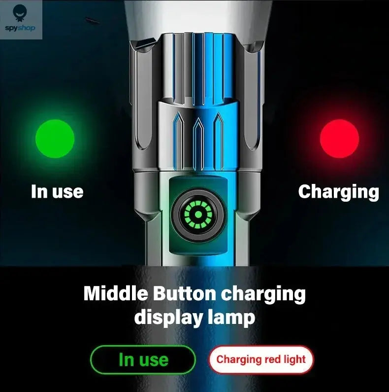 High Strong Power Led Flashlights 2000LM Tactical Torch with Display Light USB Charging Camping Fishing Emergency Zoom Lantern Spy-shop.com