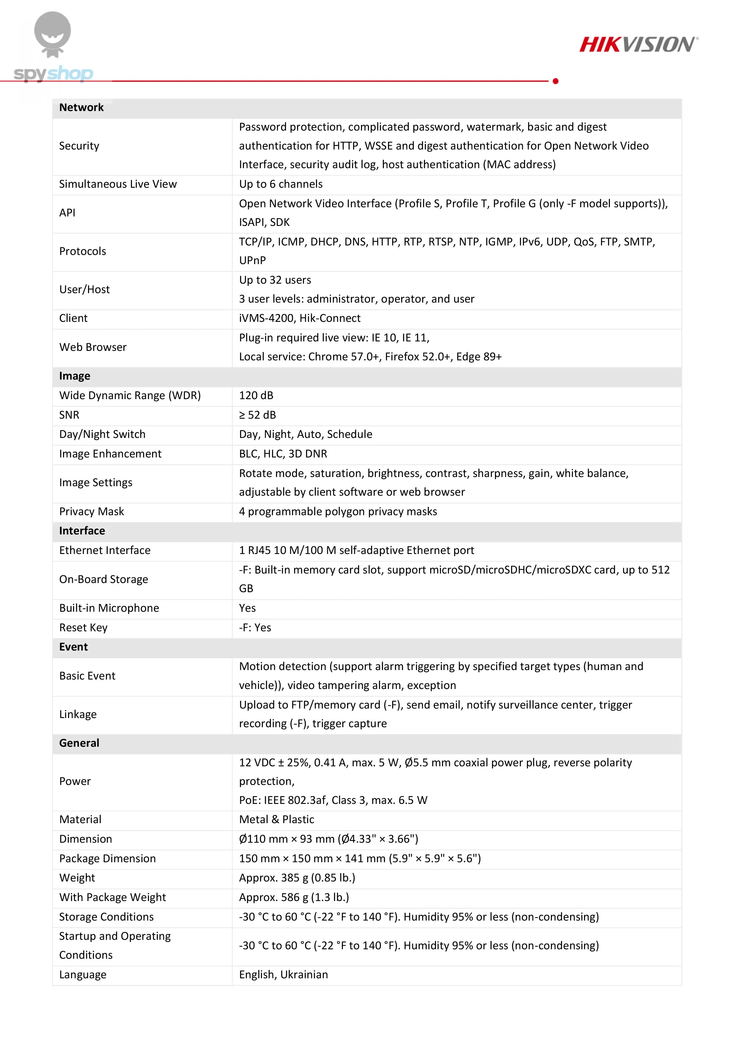 Hikvision 8MP IP Camera DS-2CD1383G2-LIU 4K Smart Hybrid Light With Dual-Light IR White Light Built-in Mic Turret Network Camera Spy-shop.com