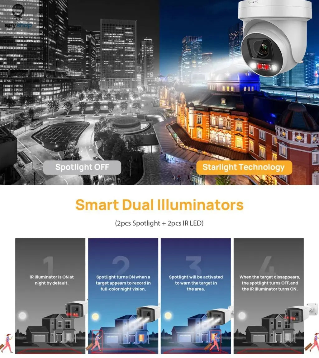 Hikvision Compatible 8MP  5X Zoom PTZ Camera POE Smart Dual Light ColorVu Built-in Mic Speaker CCTV Video Surveillance Camera Spy-shop.com