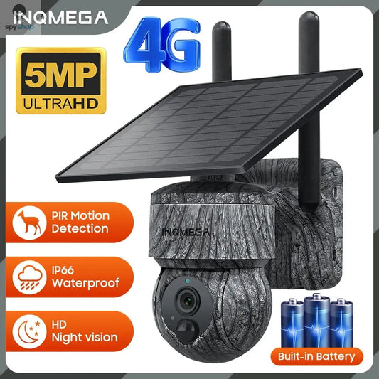 INQMEGA 5MP 4MP WIFI Wireless PTZ Solar Camera 4G SIM With Solar Panel Two Way Audio Security Protection CCTV Camera Battery Cam Spy-shop.com