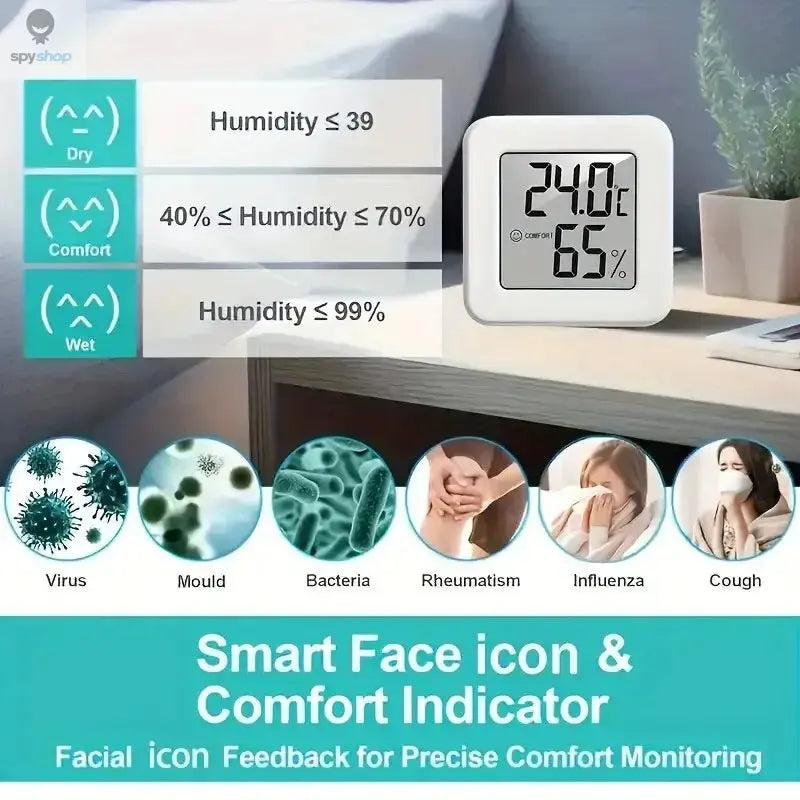 Indoor Mini Temperature and Humidity Meter, Bedroom Temperature Meter, Portable Electronic Digital Display, Humidity and Tempera 