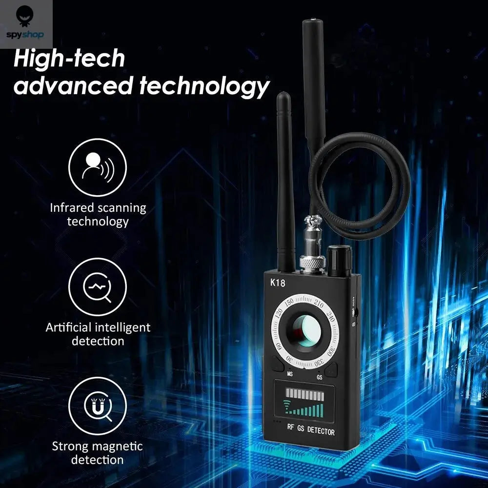 K18 Multi-function Anti-Candid Cam Wireless Lens Device Finder 1MHz-6.5GHz GSM Audio Bug Finder GPS Signal RF Tracker Detect Spy-shop.com