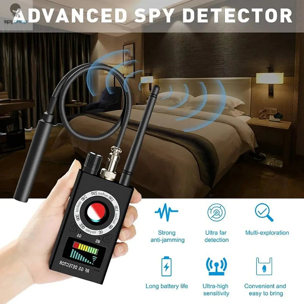 K18 Multi-function Anti-Candid Cam Wireless Lens Device Finder 1MHz-6.5GHz GSM Audio Bug Finder GPS Signal RF Tracker Detect Spy-shop.com