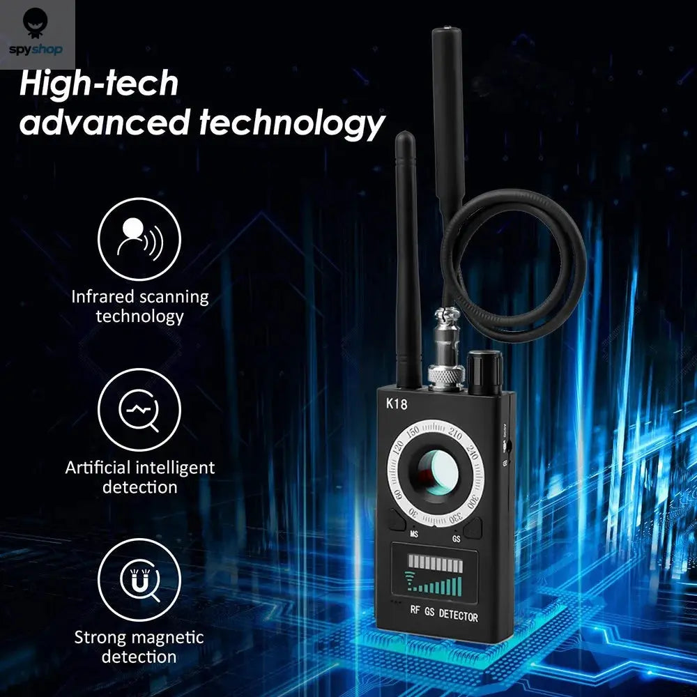 K18 Multi-function Anti-Candid Cam Wireless Lens Device Finder 1MHz-6.5GHz GSM Audio Bug Finder GPS Signal RF Tracker Detect Spy-shop.com