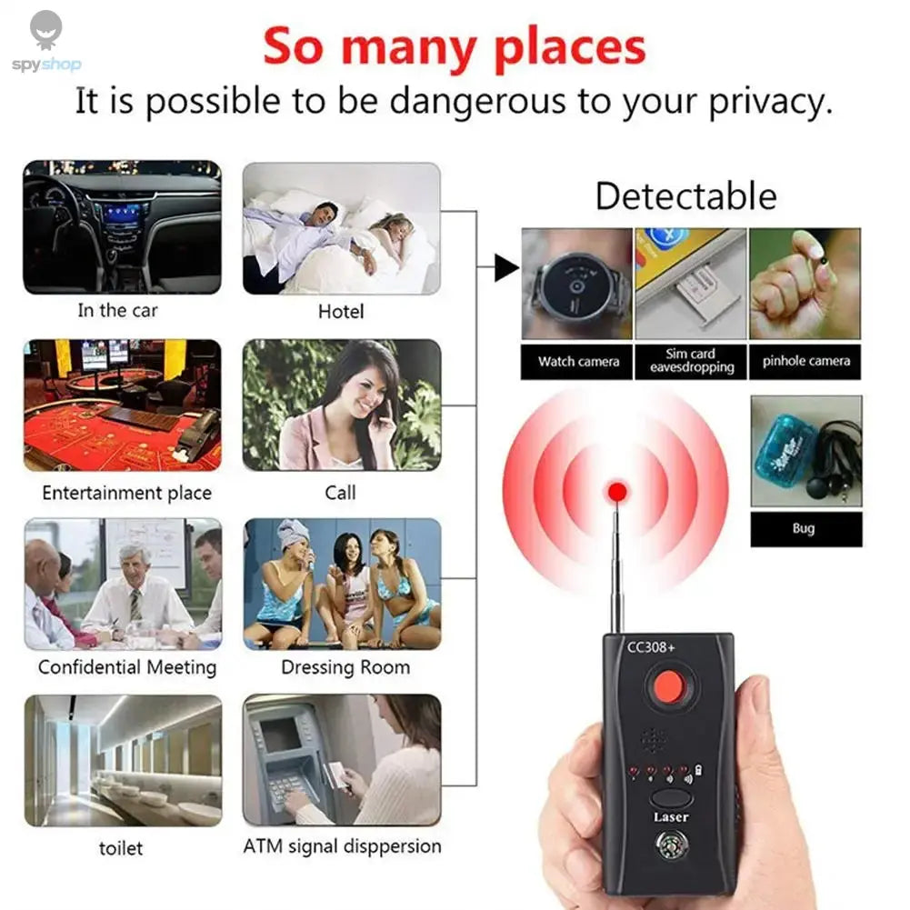 K18 Multi-function Anti-Candid Cam Wireless Lens Device Finder 1MHz-6.5GHz GSM Audio Bug Finder GPS Signal RF Tracker Detect Spy-shop.com