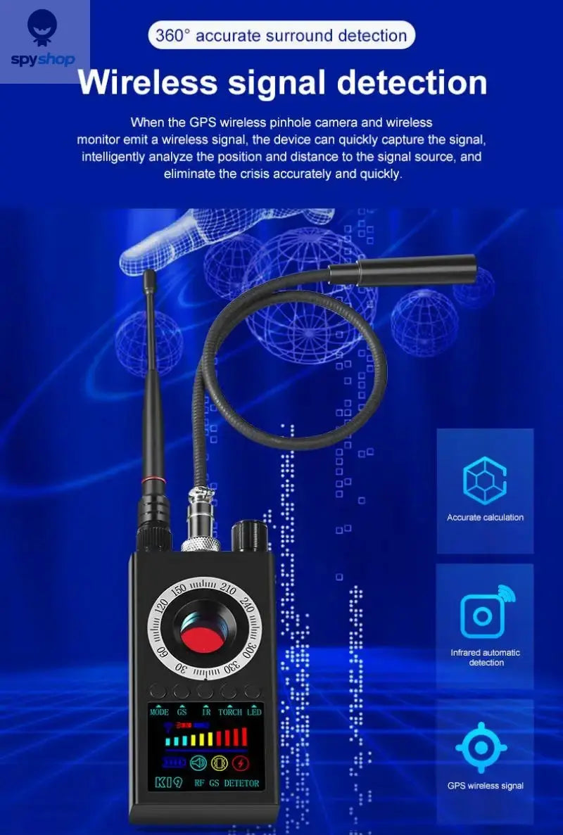 K19 Wireless RF Signal Detector Anti Wiretapping Mini GPS Camera Finder Tracker Hotel Anti Candid Camera Bug Scanner Security Spy-shop.com