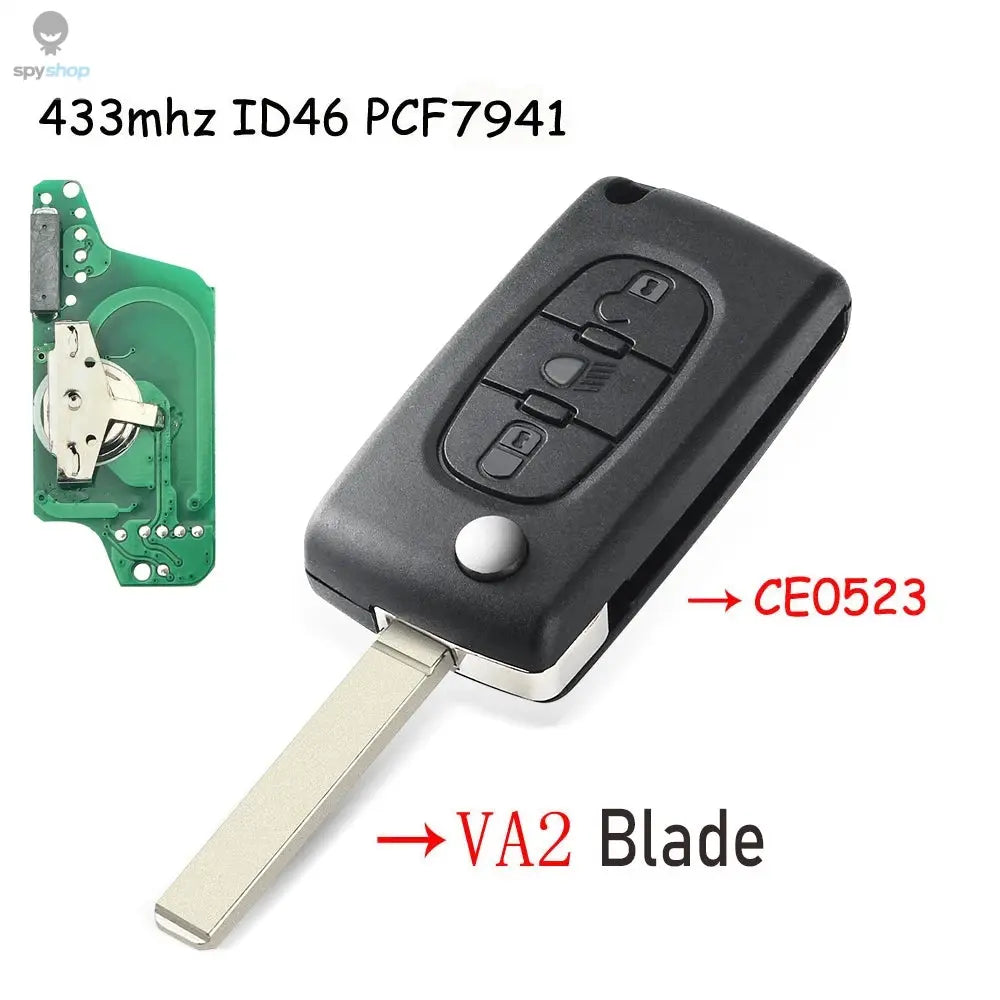 KEYYOU 2/3 Buttons Filp Remote Car Key 433MHz For Citroen C1 C2 C3 C4 C5 Berlingo Picasso For Peugeot 207 307 ID46 CE0536 CE0523 Spy-shop.com