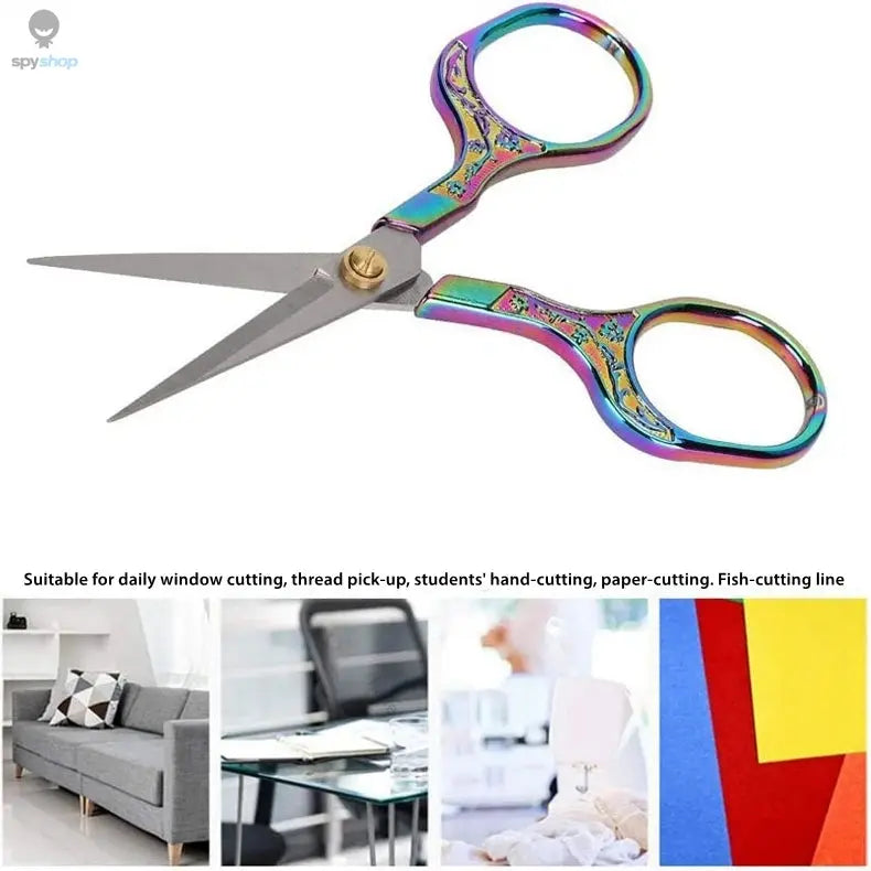 Kawaii Titanium Color Scissors Vintage Stainless Carved Cutting and Sewing,Thread Scissors, Sewing Tools,Cute Stationery Spy-shop.com