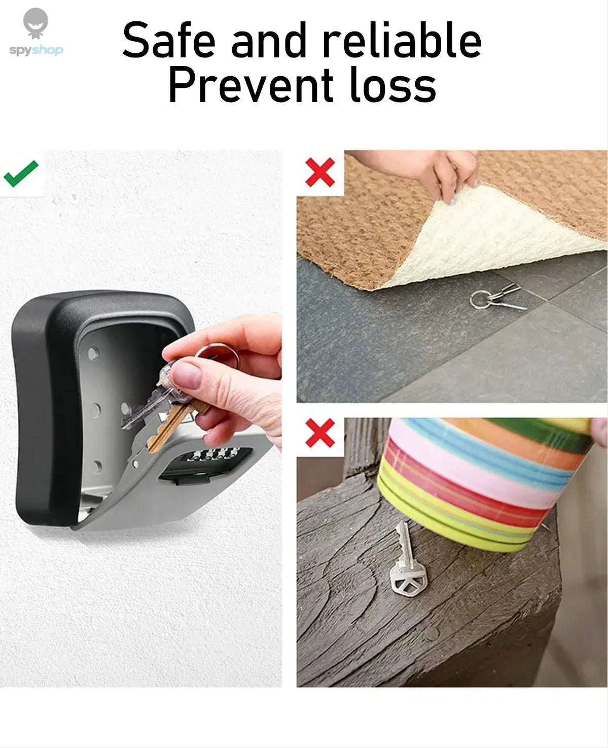 Key Keeper Combination Lock Wall Mounted Waterproof 4 Digits Passwords 5 Keys Storage Box Easy to Fix Home Or Office safe box Spy-shop.com